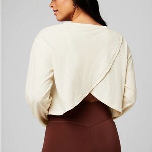 FABLETICS - Cotton Cropped Boxy Long Sleeve Bone Heather XXL